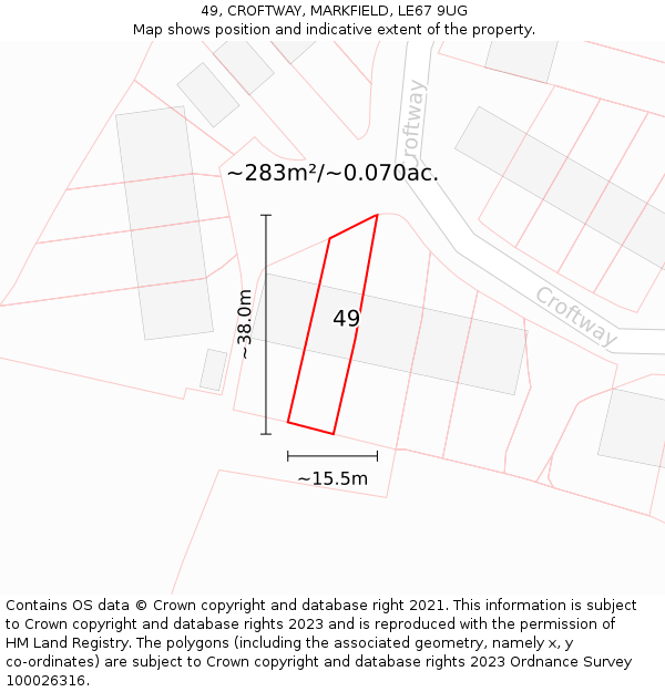 49, CROFTWAY, MARKFIELD, LE67 9UG: Plot and title map