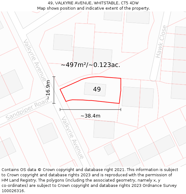 49, VALKYRIE AVENUE, WHITSTABLE, CT5 4DW: Plot and title map