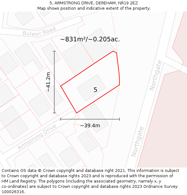 5, ARMSTRONG DRIVE, DEREHAM, NR19 2EZ: Plot and title map