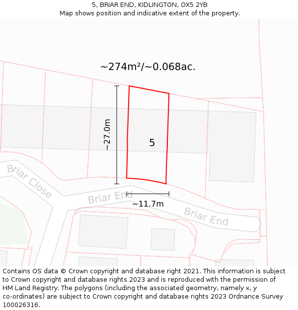 5, BRIAR END, KIDLINGTON, OX5 2YB: Plot and title map