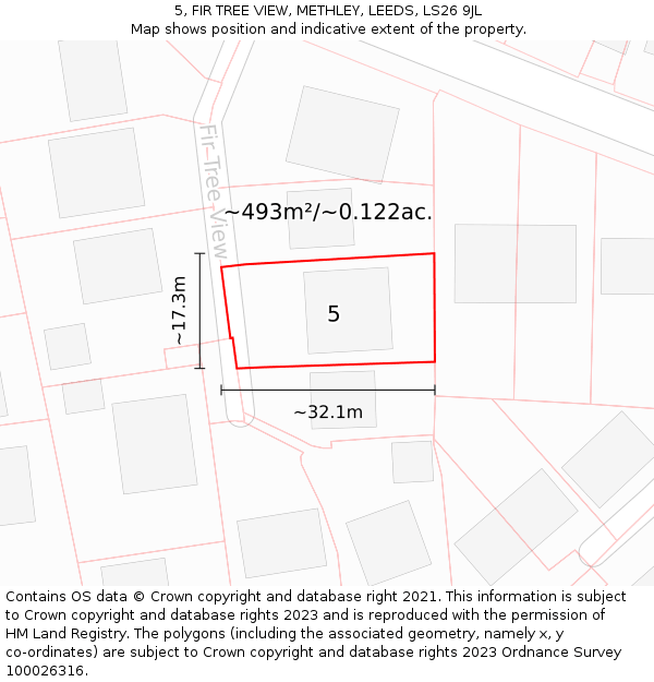 5, FIR TREE VIEW, METHLEY, LEEDS, LS26 9JL: Plot and title map