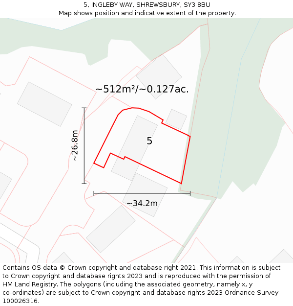 5, INGLEBY WAY, SHREWSBURY, SY3 8BU: Plot and title map