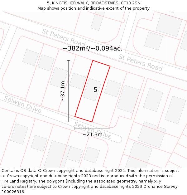 5, KINGFISHER WALK, BROADSTAIRS, CT10 2SN: Plot and title map