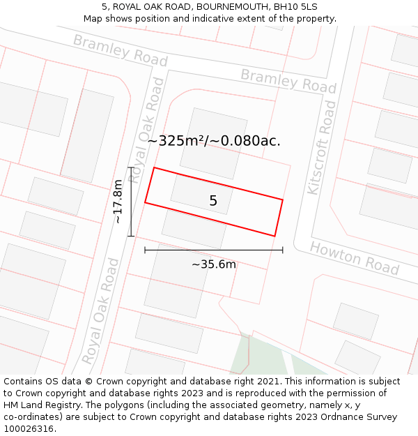 5, ROYAL OAK ROAD, BOURNEMOUTH, BH10 5LS: Plot and title map