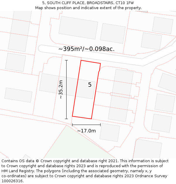 5, SOUTH CLIFF PLACE, BROADSTAIRS, CT10 1FW: Plot and title map