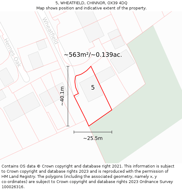 5, WHEATFIELD, CHINNOR, OX39 4DQ: Plot and title map