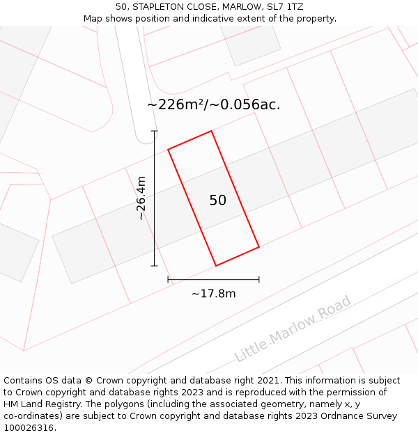 50, STAPLETON CLOSE, MARLOW, SL7 1TZ: Plot and title map