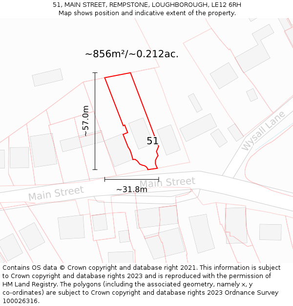 51, MAIN STREET, REMPSTONE, LOUGHBOROUGH, LE12 6RH: Plot and title map