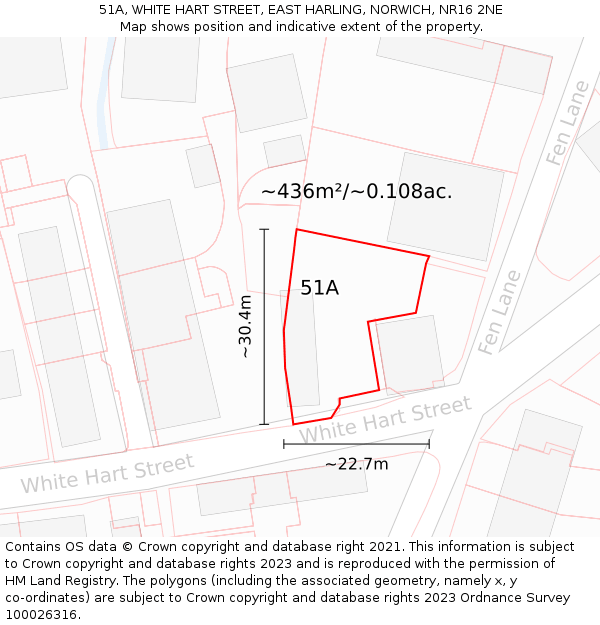 51A, WHITE HART STREET, EAST HARLING, NORWICH, NR16 2NE: Plot and title map