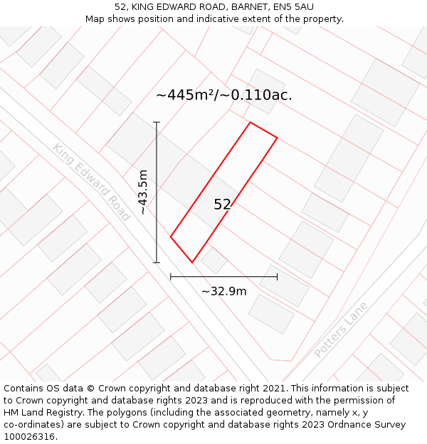 52, KING EDWARD ROAD, BARNET, EN5 5AU: Plot and title map