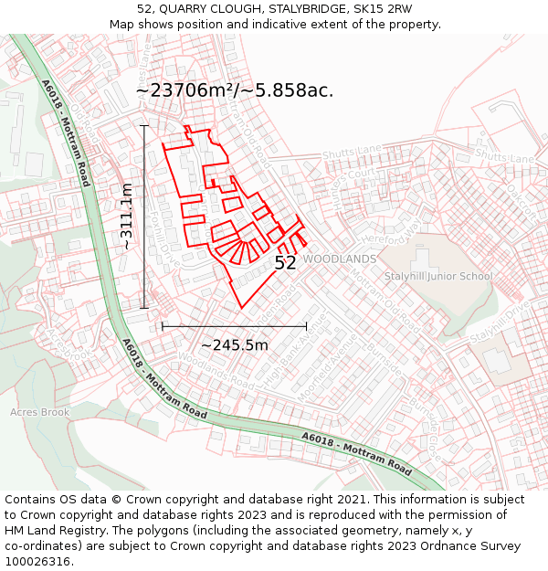 52, QUARRY CLOUGH, STALYBRIDGE, SK15 2RW: Plot and title map