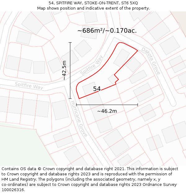 54, SPITFIRE WAY, STOKE-ON-TRENT, ST6 5XQ: Plot and title map