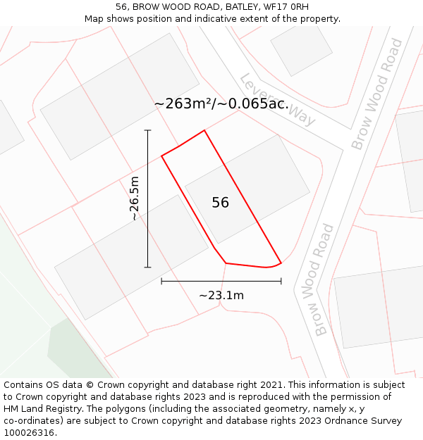 56, BROW WOOD ROAD, BATLEY, WF17 0RH: Plot and title map