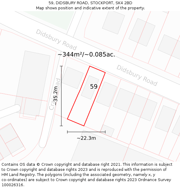 59, DIDSBURY ROAD, STOCKPORT, SK4 2BD: Plot and title map