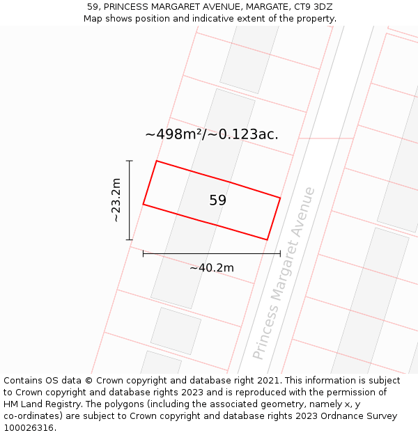 59, PRINCESS MARGARET AVENUE, MARGATE, CT9 3DZ: Plot and title map