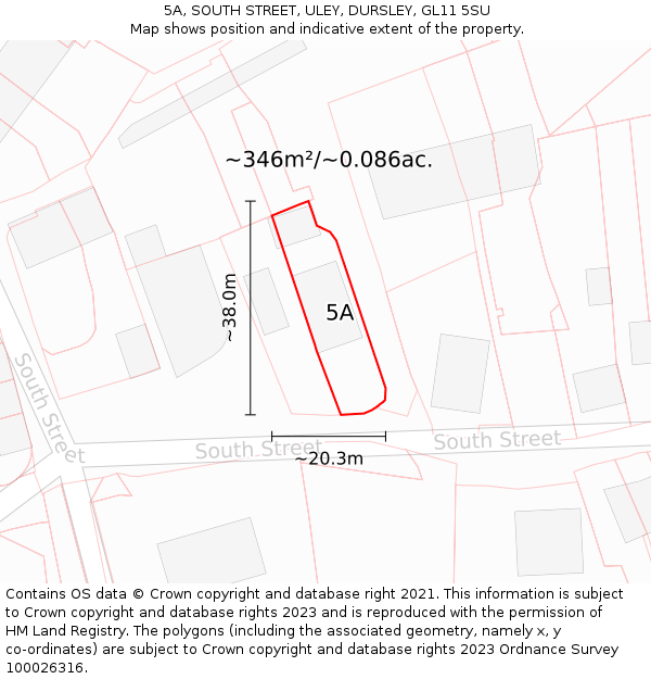 5A, SOUTH STREET, ULEY, DURSLEY, GL11 5SU: Plot and title map