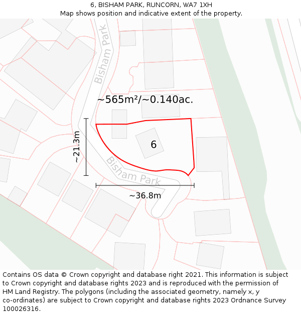 6, BISHAM PARK, RUNCORN, WA7 1XH: Plot and title map