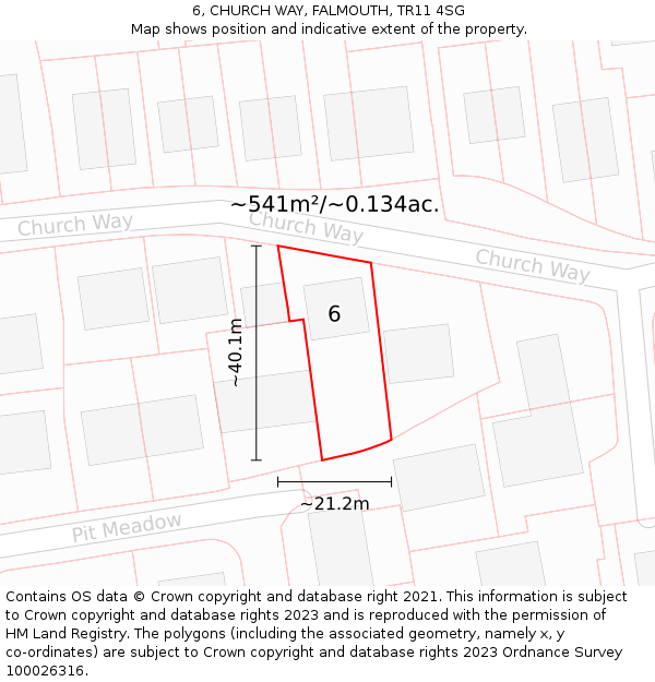 6, CHURCH WAY, FALMOUTH, TR11 4SG: Plot and title map