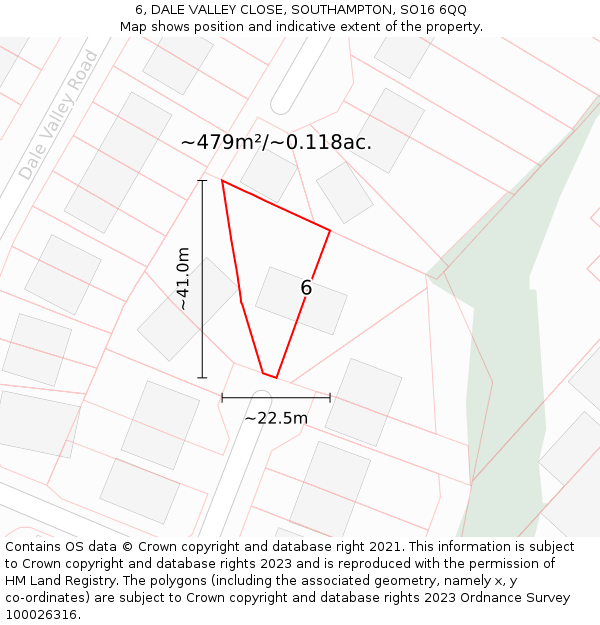 6, DALE VALLEY CLOSE, SOUTHAMPTON, SO16 6QQ: Plot and title map