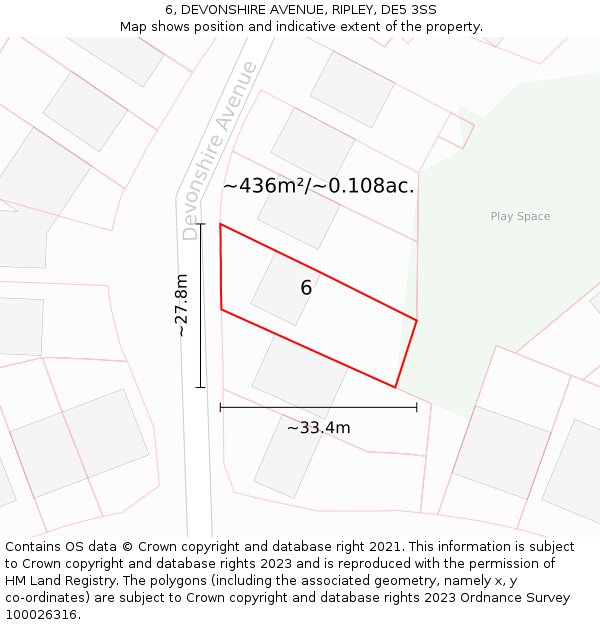 6, DEVONSHIRE AVENUE, RIPLEY, DE5 3SS: Plot and title map