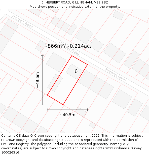 6, HERBERT ROAD, GILLINGHAM, ME8 9BZ: Plot and title map