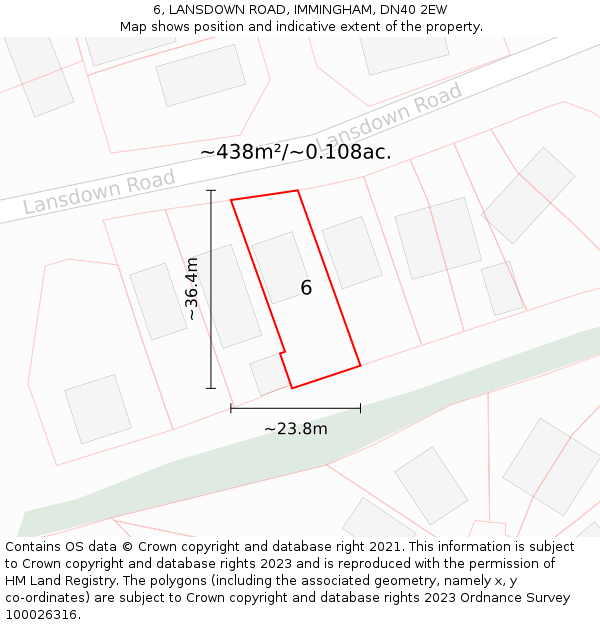 6, LANSDOWN ROAD, IMMINGHAM, DN40 2EW: Plot and title map