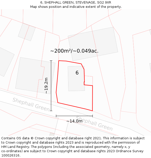 6, SHEPHALL GREEN, STEVENAGE, SG2 9XR: Plot and title map