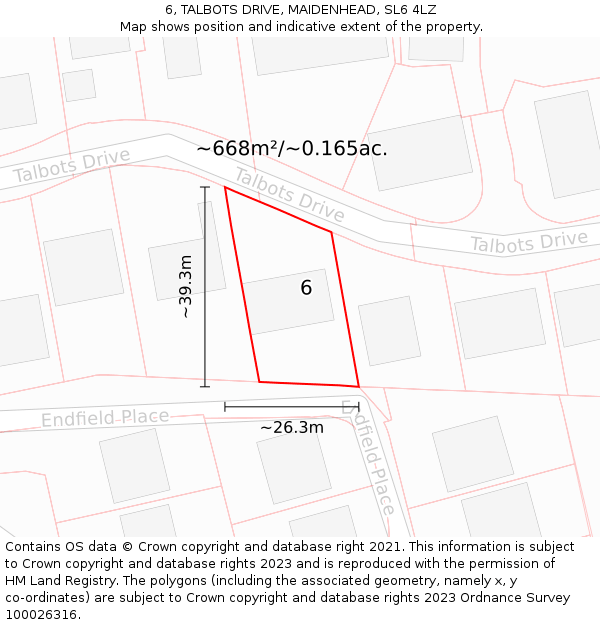 6, TALBOTS DRIVE, MAIDENHEAD, SL6 4LZ: Plot and title map