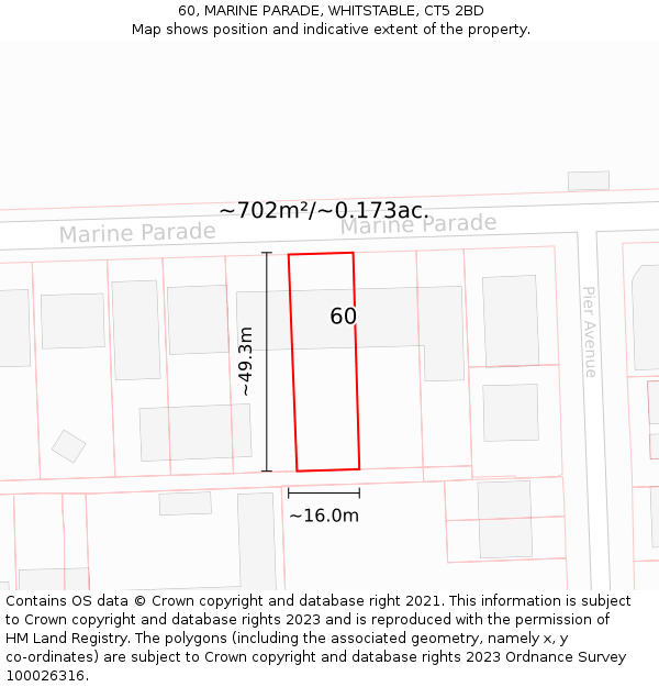 60, MARINE PARADE, WHITSTABLE, CT5 2BD: Plot and title map