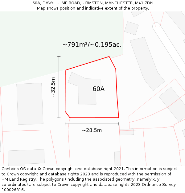 60A, DAVYHULME ROAD, URMSTON, MANCHESTER, M41 7DN: Plot and title map