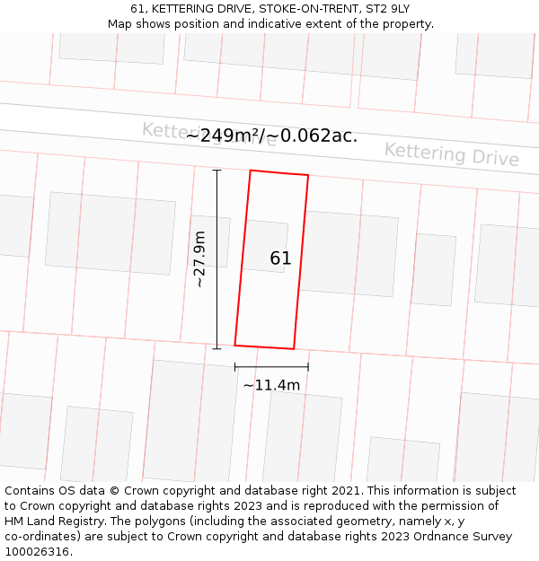 61, KETTERING DRIVE, STOKE-ON-TRENT, ST2 9LY: Plot and title map