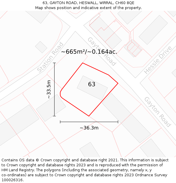 63, GAYTON ROAD, HESWALL, WIRRAL, CH60 8QE: Plot and title map