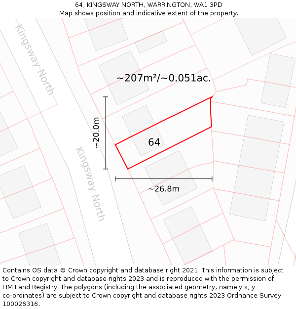 64, KINGSWAY NORTH, WARRINGTON, WA1 3PD: Plot and title map