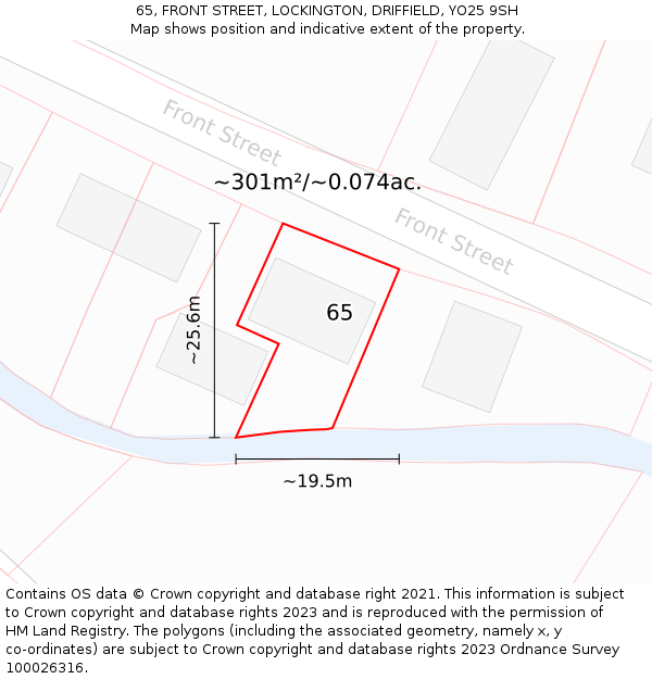 65, FRONT STREET, LOCKINGTON, DRIFFIELD, YO25 9SH: Plot and title map