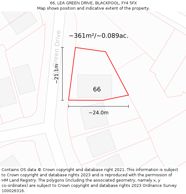 66, LEA GREEN DRIVE, BLACKPOOL, FY4 5FX: Plot and title map