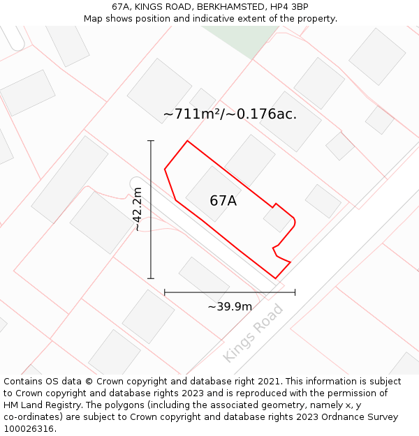 67A, KINGS ROAD, BERKHAMSTED, HP4 3BP: Plot and title map