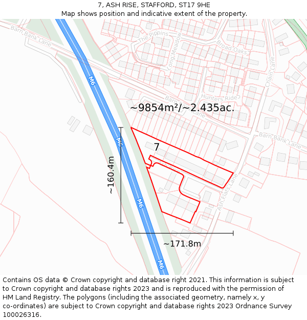 7, ASH RISE, STAFFORD, ST17 9HE: Plot and title map