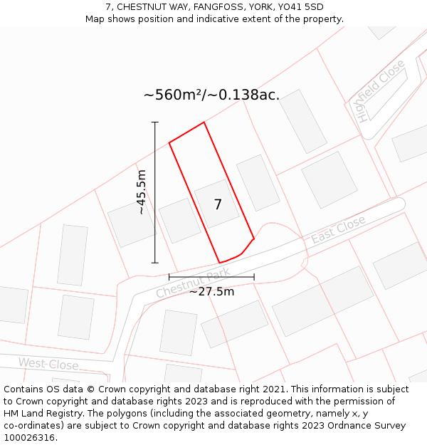 7, CHESTNUT WAY, FANGFOSS, YORK, YO41 5SD: Plot and title map