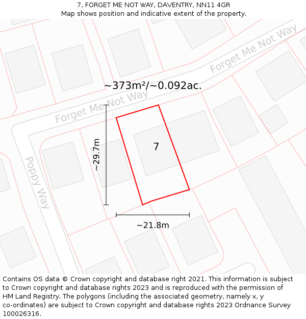 7, FORGET ME NOT WAY, DAVENTRY, NN11 4GR: Plot and title map