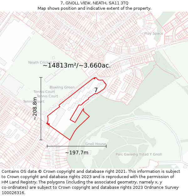 7, GNOLL VIEW, NEATH, SA11 3TQ: Plot and title map