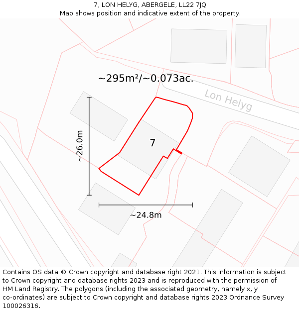 7, LON HELYG, ABERGELE, LL22 7JQ: Plot and title map