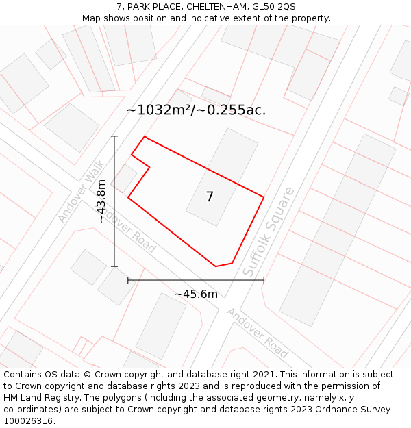 7, PARK PLACE, CHELTENHAM, GL50 2QS: Plot and title map