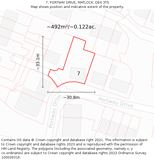 7, PORTWAY DRIVE, MATLOCK, DE4 3TS: Plot and title map