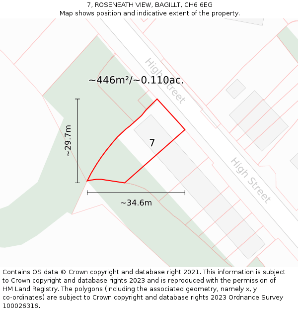 7, ROSENEATH VIEW, BAGILLT, CH6 6EG: Plot and title map