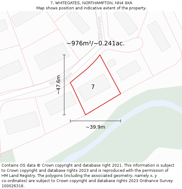 7, WHITEGATES, NORTHAMPTON, NN4 9XA: Plot and title map