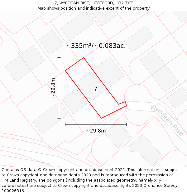 7, WYEDEAN RISE, HEREFORD, HR2 7XZ: Plot and title map