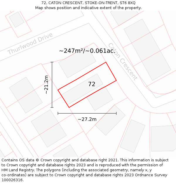 72, CATON CRESCENT, STOKE-ON-TRENT, ST6 8XQ: Plot and title map