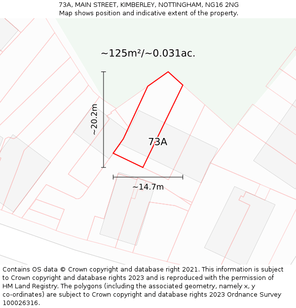 73A, MAIN STREET, KIMBERLEY, NOTTINGHAM, NG16 2NG: Plot and title map