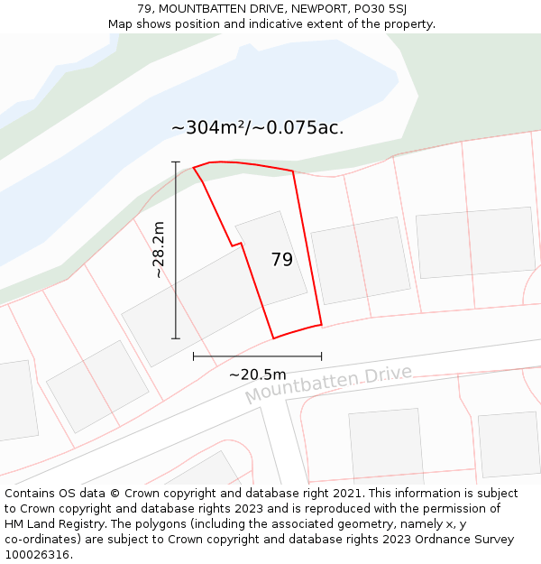 79, MOUNTBATTEN DRIVE, NEWPORT, PO30 5SJ: Plot and title map