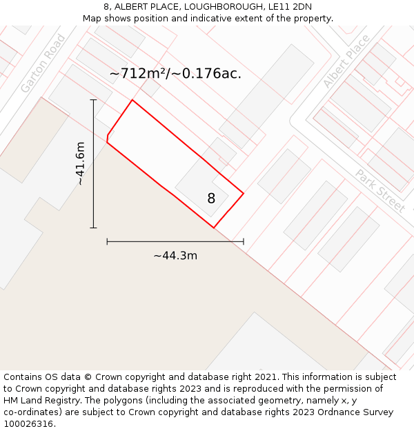 8, ALBERT PLACE, LOUGHBOROUGH, LE11 2DN: Plot and title map